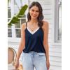 imageEkouaer Pajama Sets for Women Lingerie Sleepwear 2 Piece Cami Split Short Set V Neck Lace Summer PjsNavy Blue