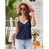imageEkouaer Pajama Sets for Women Lingerie Sleepwear 2 Piece Cami Split Short Set V Neck Lace Summer PjsNavy Blue