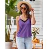 imageEkouaer Pajama Sets for Women Lingerie Sleepwear 2 Piece Cami Split Short Set V Neck Lace Summer PjsPurple