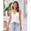 imageEkouaer Pajama Sets for Women Lingerie Sleepwear 2 Piece Cami Split Short Set V Neck Lace Summer PjsWhite