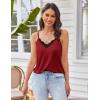 imageEkouaer Pajama Sets for Women Lingerie Sleepwear 2 Piece Cami Split Short Set V Neck Lace Summer PjsWine Red