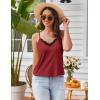 imageEkouaer Pajama Sets for Women Lingerie Sleepwear 2 Piece Cami Split Short Set V Neck Lace Summer PjsWine Red
