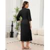 imageEkouaer Robes for Women Long Knit Bathrobe Lightweight 34 Sleeves Kimono Robe Soft Sleepwear with Pockets SXXLBlack