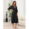 imageEkouaer Robes for Women Long Knit Bathrobe Lightweight 34 Sleeves Kimono Robe Soft Sleepwear with Pockets SXXLBlack