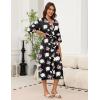 imageEkouaer Robes for Women Long Knit Bathrobe Lightweight 34 Sleeves Kimono Robe Soft Sleepwear with Pockets SXXLBlack Floral
