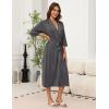 imageEkouaer Robes for Women Long Knit Bathrobe Lightweight 34 Sleeves Kimono Robe Soft Sleepwear with Pockets SXXLDeep Gray