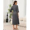 imageEkouaer Robes for Women Long Knit Bathrobe Lightweight 34 Sleeves Kimono Robe Soft Sleepwear with Pockets SXXLDeep Gray