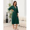 imageEkouaer Robes for Women Long Knit Bathrobe Lightweight 34 Sleeves Kimono Robe Soft Sleepwear with Pockets SXXLDeep Green
