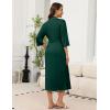 imageEkouaer Robes for Women Long Knit Bathrobe Lightweight 34 Sleeves Kimono Robe Soft Sleepwear with Pockets SXXLDeep Green
