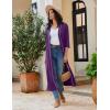 imageEkouaer Robes for Women Long Knit Bathrobe Lightweight 34 Sleeves Kimono Robe Soft Sleepwear with Pockets SXXLDeep Purple