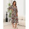 imageEkouaer Robes for Women Long Knit Bathrobe Lightweight 34 Sleeves Kimono Robe Soft Sleepwear with Pockets SXXLLeopard Print