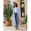 imageEkouaer Robes for Women Long Knit Bathrobe Lightweight 34 Sleeves Kimono Robe Soft Sleepwear with Pockets SXXLLight Blue