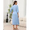 imageEkouaer Robes for Women Long Knit Bathrobe Lightweight 34 Sleeves Kimono Robe Soft Sleepwear with Pockets SXXLLight Blue