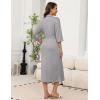 imageEkouaer Robes for Women Long Knit Bathrobe Lightweight 34 Sleeves Kimono Robe Soft Sleepwear with Pockets SXXLLight Gray