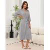 imageEkouaer Robes for Women Long Knit Bathrobe Lightweight 34 Sleeves Kimono Robe Soft Sleepwear with Pockets SXXLLight Gray