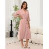 imageEkouaer Robes for Women Long Knit Bathrobe Lightweight 34 Sleeves Kimono Robe Soft Sleepwear with Pockets SXXLMisty Rose
