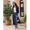 imageEkouaer Robes for Women Long Knit Bathrobe Lightweight 34 Sleeves Kimono Robe Soft Sleepwear with Pockets SXXLNavy Blue