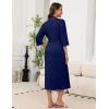imageEkouaer Robes for Women Long Knit Bathrobe Lightweight 34 Sleeves Kimono Robe Soft Sleepwear with Pockets SXXLNavy Blue