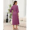 imageEkouaer Robes for Women Long Knit Bathrobe Lightweight 34 Sleeves Kimono Robe Soft Sleepwear with Pockets SXXLPurple Red