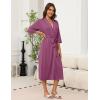 imageEkouaer Robes for Women Long Knit Bathrobe Lightweight 34 Sleeves Kimono Robe Soft Sleepwear with Pockets SXXLPurple Red