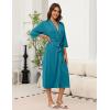 imageEkouaer Robes for Women Long Knit Bathrobe Lightweight 34 Sleeves Kimono Robe Soft Sleepwear with Pockets SXXLTurquoise