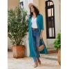 imageEkouaer Robes for Women Long Knit Bathrobe Lightweight 34 Sleeves Kimono Robe Soft Sleepwear with Pockets SXXLTurquoise