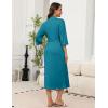 imageEkouaer Robes for Women Long Knit Bathrobe Lightweight 34 Sleeves Kimono Robe Soft Sleepwear with Pockets SXXLTurquoise