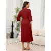imageEkouaer Robes for Women Long Knit Bathrobe Lightweight 34 Sleeves Kimono Robe Soft Sleepwear with Pockets SXXLWine Red
