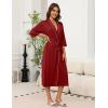 imageEkouaer Robes for Women Long Knit Bathrobe Lightweight 34 Sleeves Kimono Robe Soft Sleepwear with Pockets SXXLWine Red