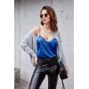 imageEkouaer Womens 2 PCS Cami Top Satin Tank Top Adjustable Spaghetti Strap CamisoleBlack  Deep Blue