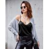 imageEkouaer Womens 2 PCS Cami Top Satin Tank Top Adjustable Spaghetti Strap CamisoleBlack  Rose Red