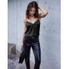 imageEkouaer Womens 2 PCS Cami Top Satin Tank Top Adjustable Spaghetti Strap CamisoleBlack  White