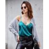 imageEkouaer Womens 2 PCS Cami Top Satin Tank Top Adjustable Spaghetti Strap CamisoleBlue Green