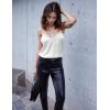 imageEkouaer Womens 2 PCS Cami Top Satin Tank Top Adjustable Spaghetti Strap CamisoleWhite  Caramel Colour