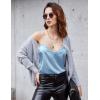 imageEkouaer Womens 2 PCS Cami Top Satin Tank Top Adjustable Spaghetti Strap CamisoleWhite  Light Blue
