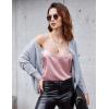 imageEkouaer Womens 2 PCS Cami Top Satin Tank Top Adjustable Spaghetti Strap CamisoleWhite  Light Pink