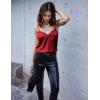 imageEkouaer Womens 2 PCS Cami Top Satin Tank Top Adjustable Spaghetti Strap CamisoleWhite  Wine Red