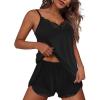 imageEkouaer Pajama Sets for Women Lingerie Sleepwear 2 Piece Cami Split Short Set V Neck Lace Summer PjsBlack2