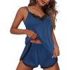 imageEkouaer Pajama Sets for Women Lingerie Sleepwear 2 Piece Cami Split Short Set V Neck Lace Summer PjsBlue