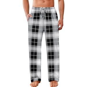 imageEkouaer Mens Pajama Pants Sleepwear Soft Pjs Bottoms Sleep Lounge Long Pant with Drawstring ampamp PocketsBlack White Plaid