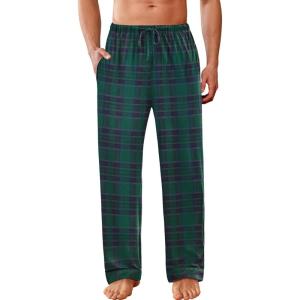 imageEkouaer Mens Pajama Pants Sleepwear Soft Pjs Bottoms Sleep Lounge Long Pant with Drawstring ampamp PocketsBlue Green Plaid