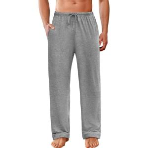 imageEkouaer Mens Pajama Pants Sleepwear Soft Pjs Bottoms Sleep Lounge Long Pant with Drawstring ampamp PocketsLight Gray