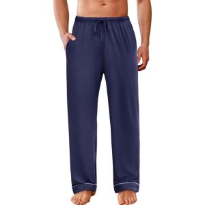 imageEkouaer Mens Pajama Pants Sleepwear Soft Pjs Bottoms Sleep Lounge Long Pant with Drawstring ampamp PocketsNavy Blue