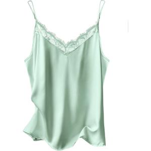 imageEkouaer Womens 2 PCS Cami Top Satin Tank Top Adjustable Spaghetti Strap CamisoleLight Water Green