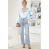 imageEkouaer Womens Classic Button Down Long Satin Silk Pajama SetBlue Stripes