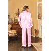 imageEkouaer Womens Classic Button Down Long Satin Silk Pajama SetPink Stripes