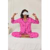 imageEkouaer Womens Classic Button Down Long Satin Silk Pajama SetRose Leopard