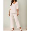 imageEkouaer Lounge Sets for Women Comfy Pajamas Set 2 Piece Outfits Short Sleeve Tops and Wide Leg Pants with Large Pockets