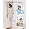 imageEkouaer Lounge Sets for Women Comfy Pajamas Set 2 Piece Outfits Short Sleeve Tops and Wide Leg Pants with Large Pockets