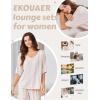 imageEkouaer Lounge Sets for Women Comfy Pajamas Set 2 Piece Outfits Short Sleeve Tops and Wide Leg Pants with Large Pockets